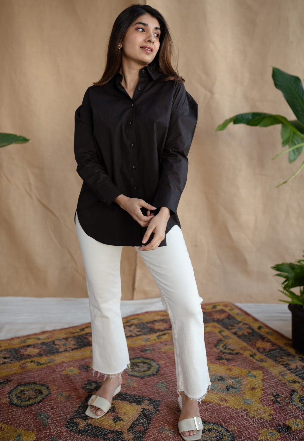 TIECO DyeVerse - Black Poplin Cotton Embroidered Shirt