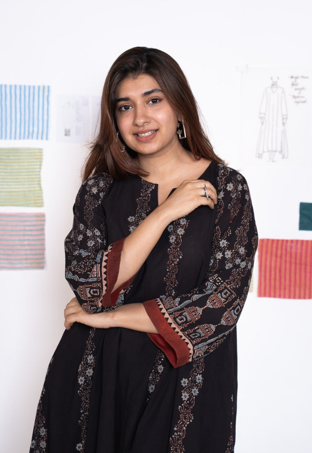 Prisha Black Ajrakh Cotton kali Kurta
