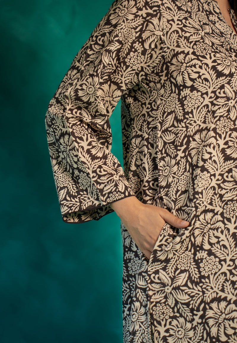Nikita Black Bagru Cotton Straight Co-Ord Set