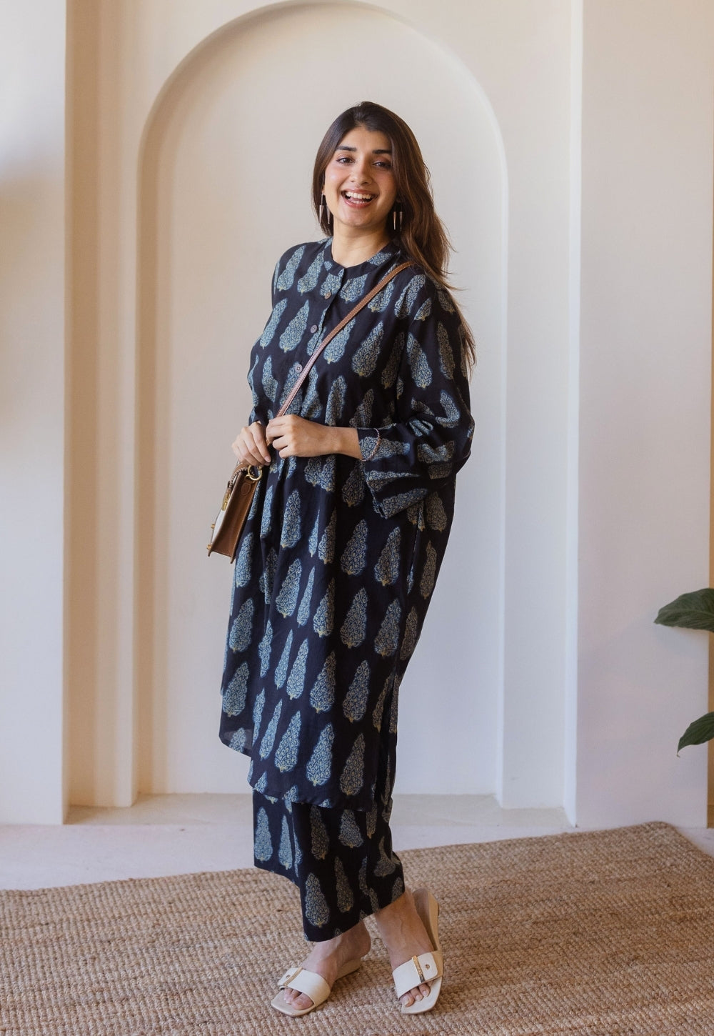 Ayaat Black Ajrakh Cotton Anti-Fit Kurta