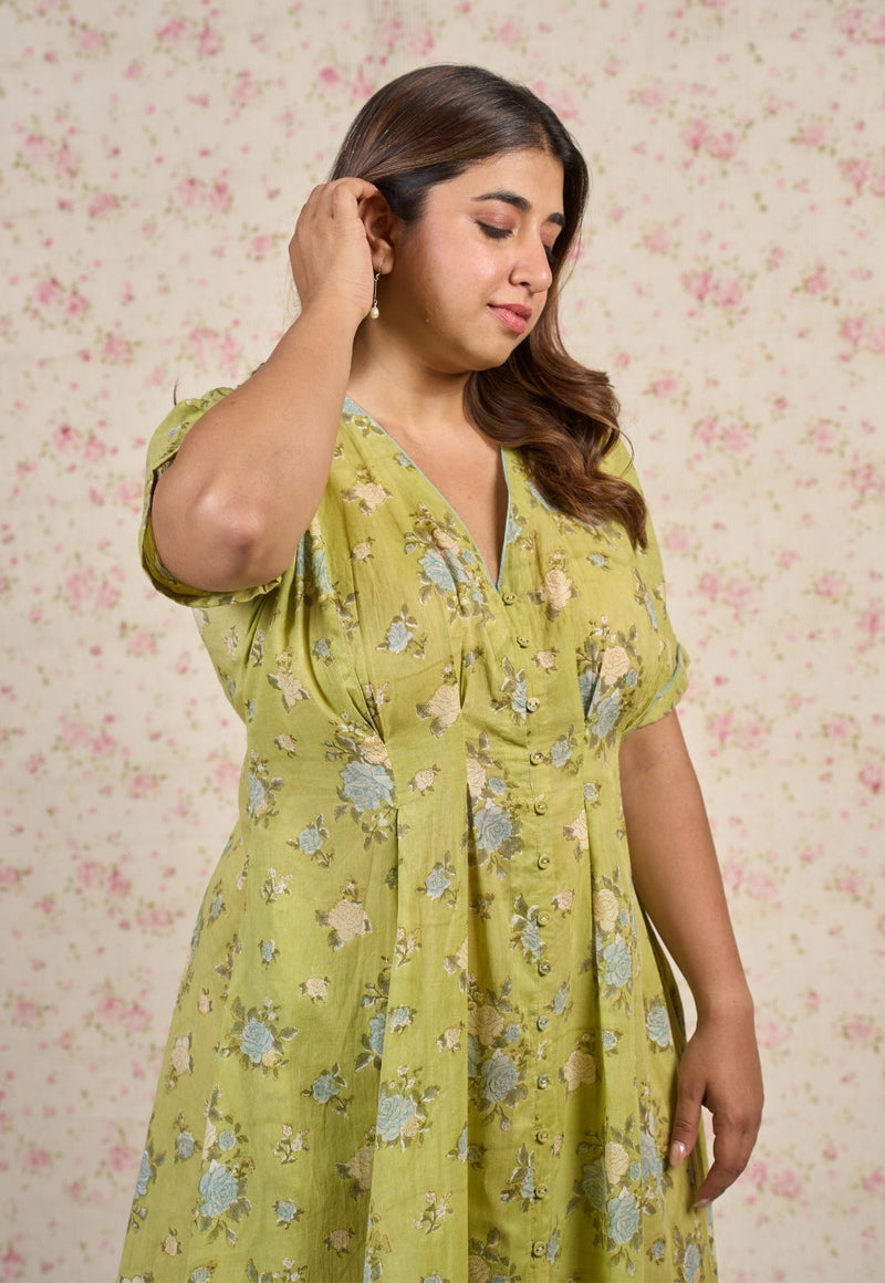 Grace Sanganeri Mul Cotton A Line Dress