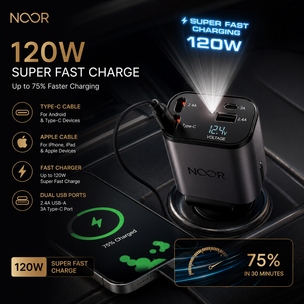 NebulaDrive™ | Fast Car Charger with Starry Light