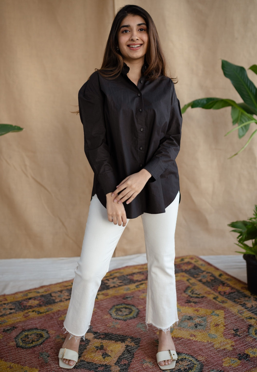 TIECO DyeVerse - Black Poplin Cotton Embroidered Shirt
