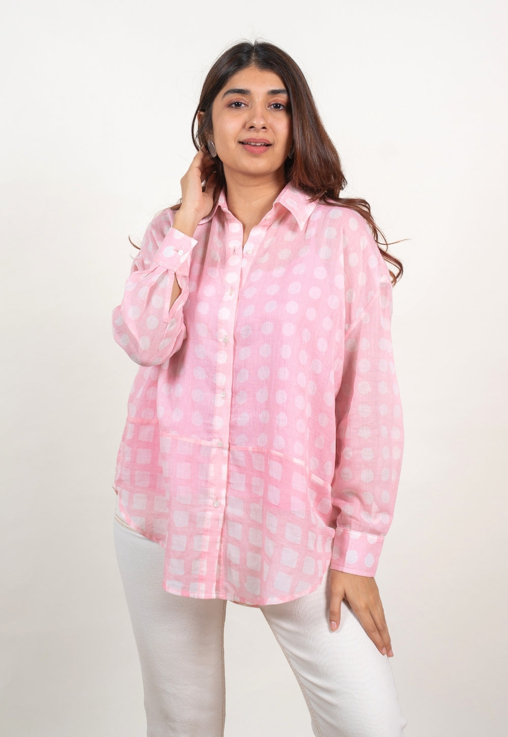 Ruhi Pink Batik MulMul Anti-Fit Shirt