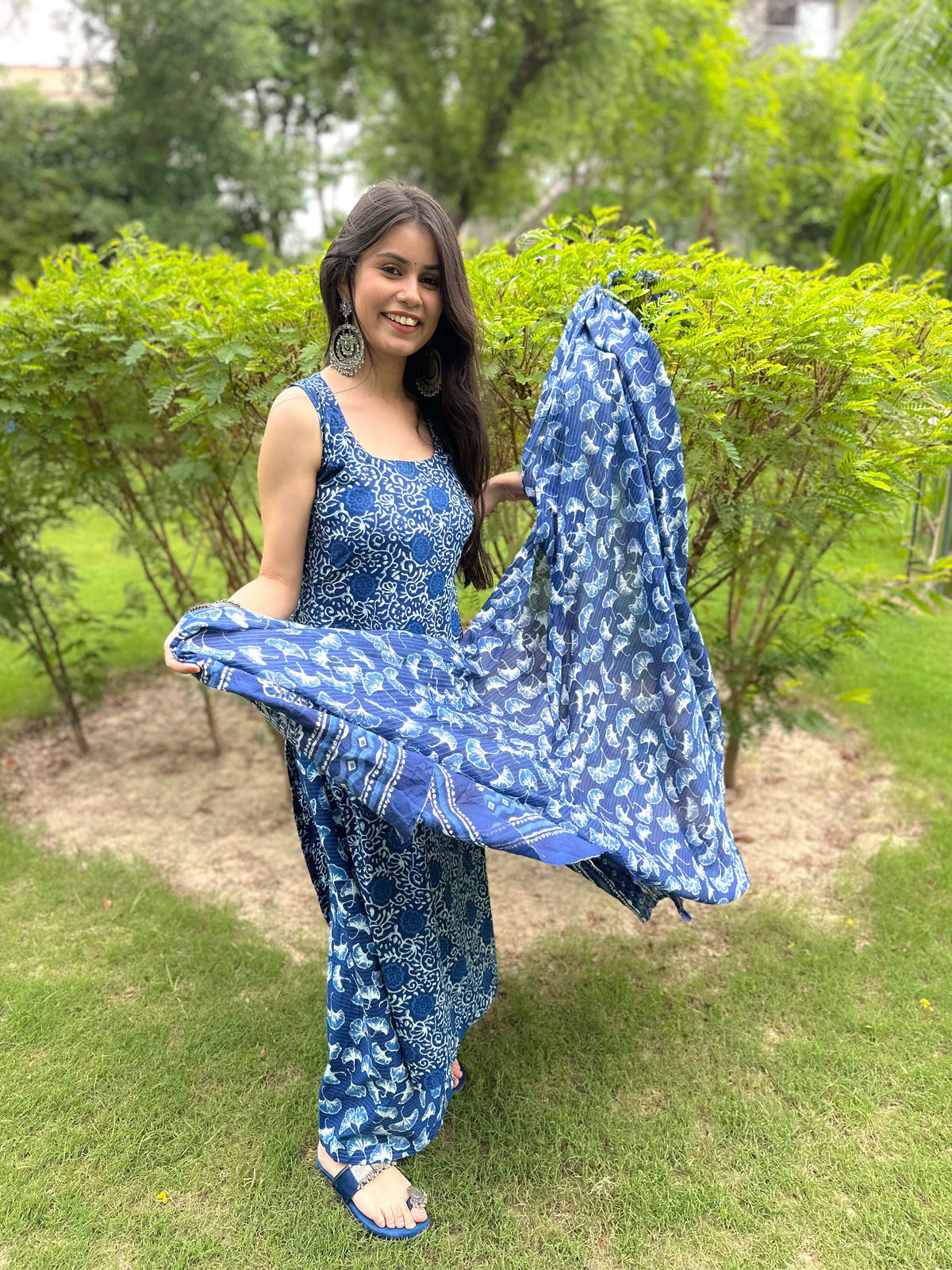 Blue Cotton Straight Indigo Set