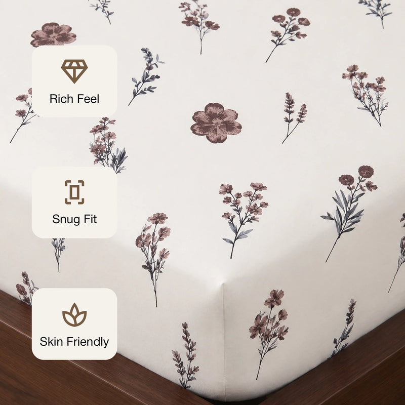 Prairie Charm - White Floral Fitted Sheet-3