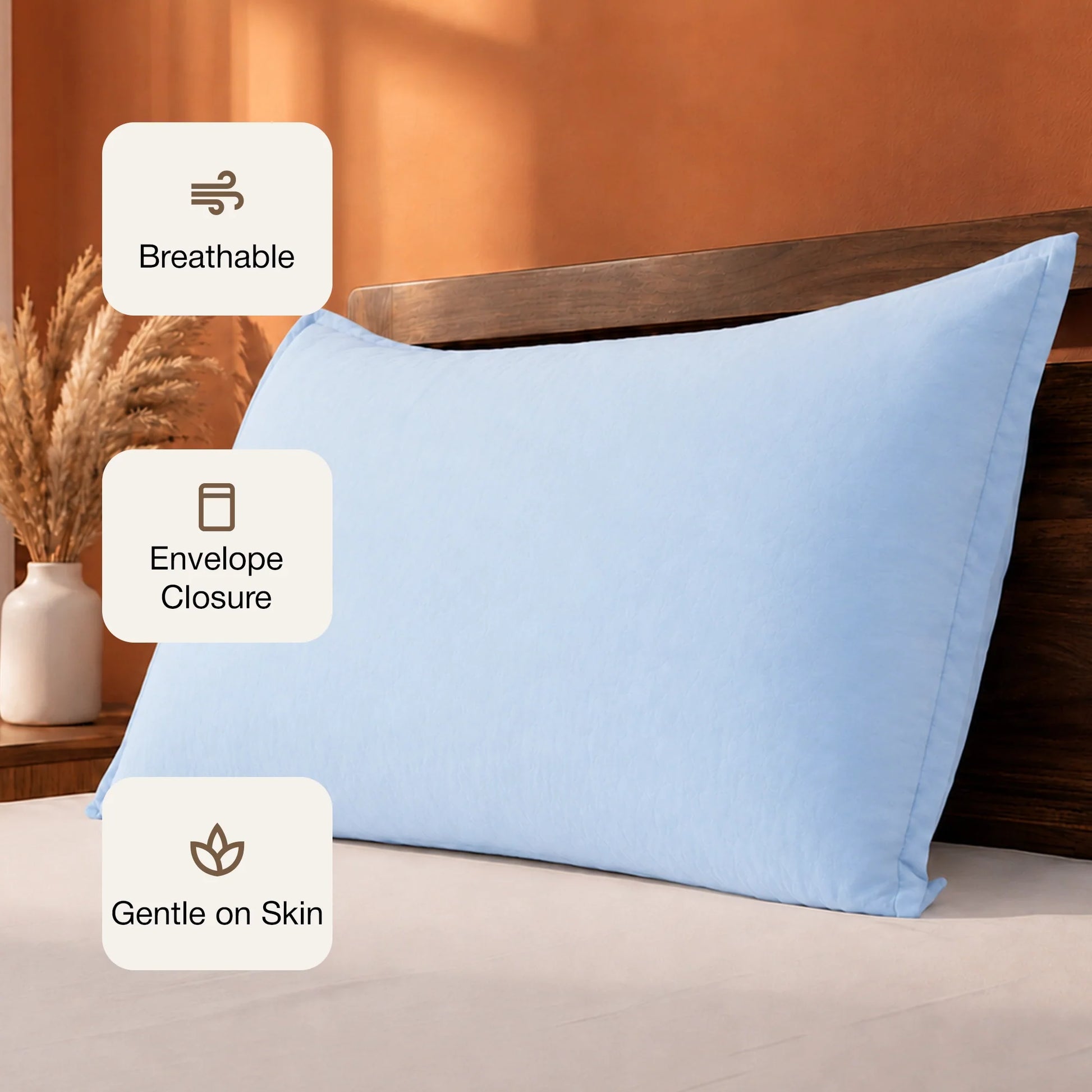Fort Nightingale - Solid Pillow Cover (Sky Blue) (Bedsheet Excluded)-3