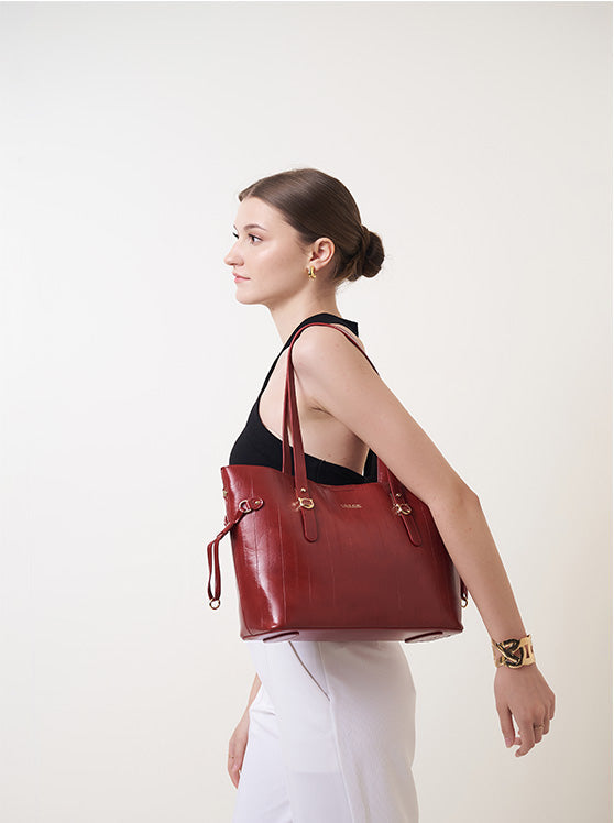 Culge Chicago "The Drake" Luxury Monolith Tote – Crimson Noir-6