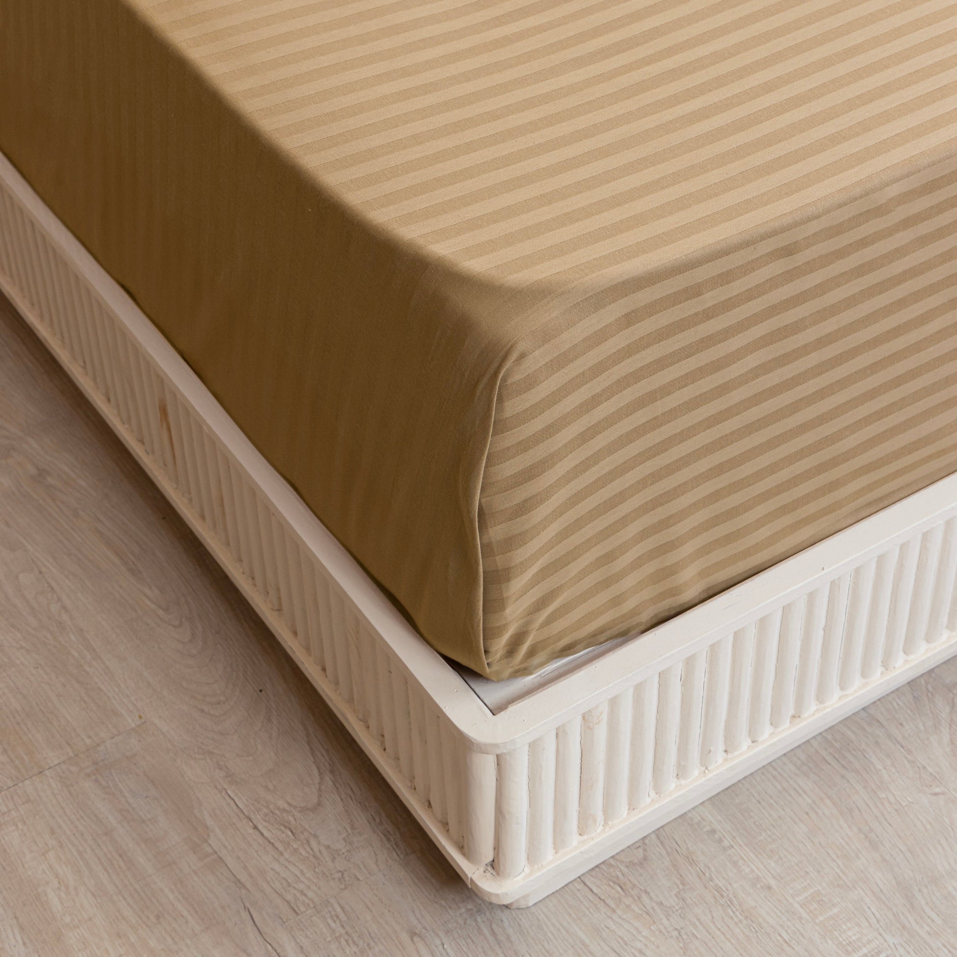 Breton Nap - Satin Stripe Bedsheet (Taupe)-4