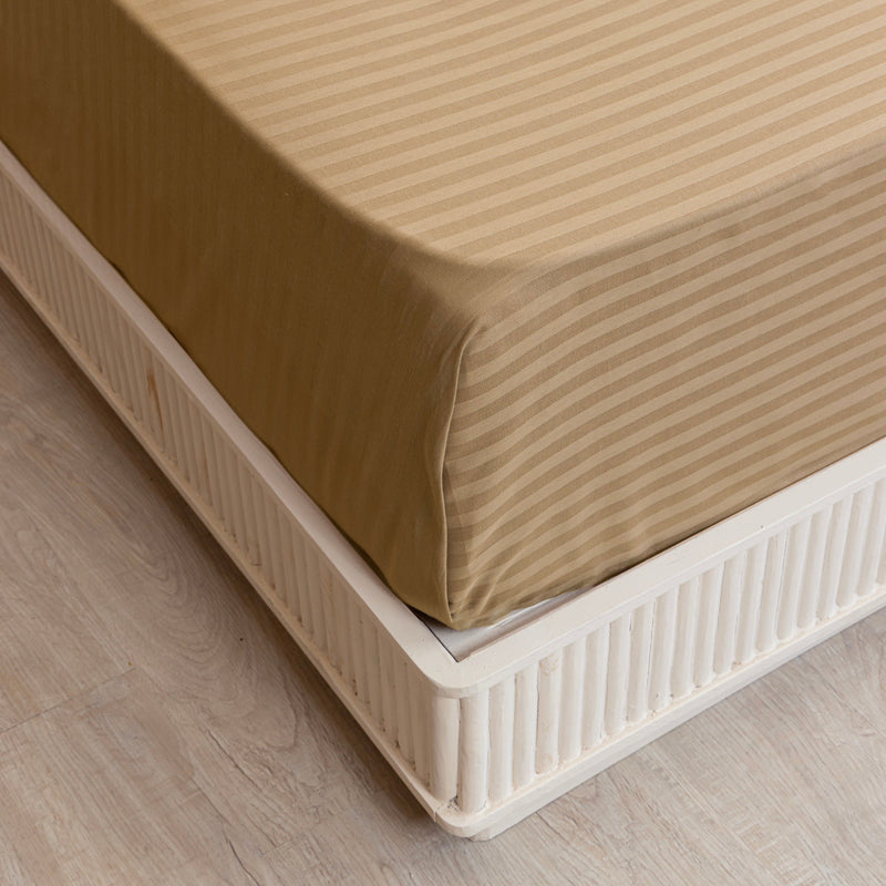 Breton Nap - Satin Stripe Bedsheet (Taupe)-4