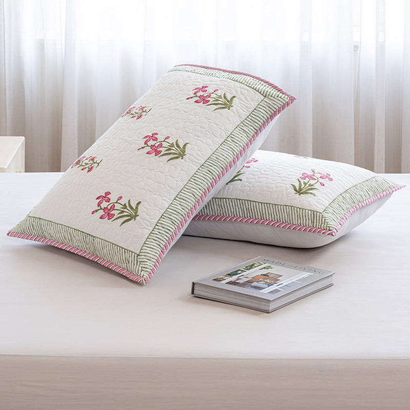 Floral Pink Quilted Pillow Covers-3