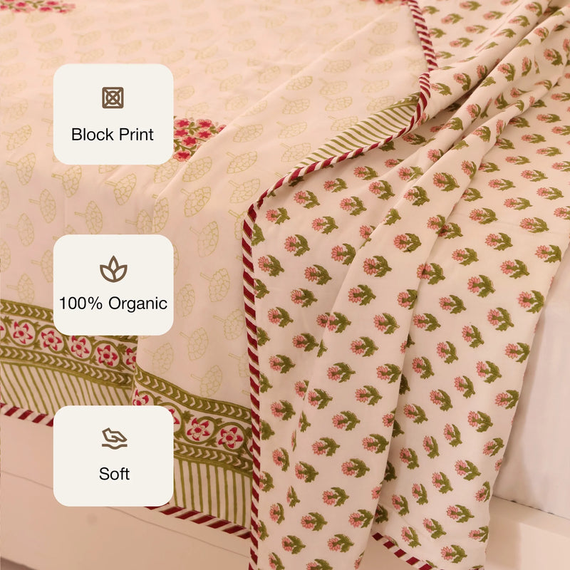 Olive Bloom - Handblock Dohar-3