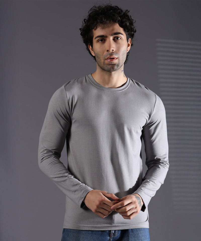 Naturefab Men's Organic Bamboo Full sleeve Terry Tshirt Grey-1