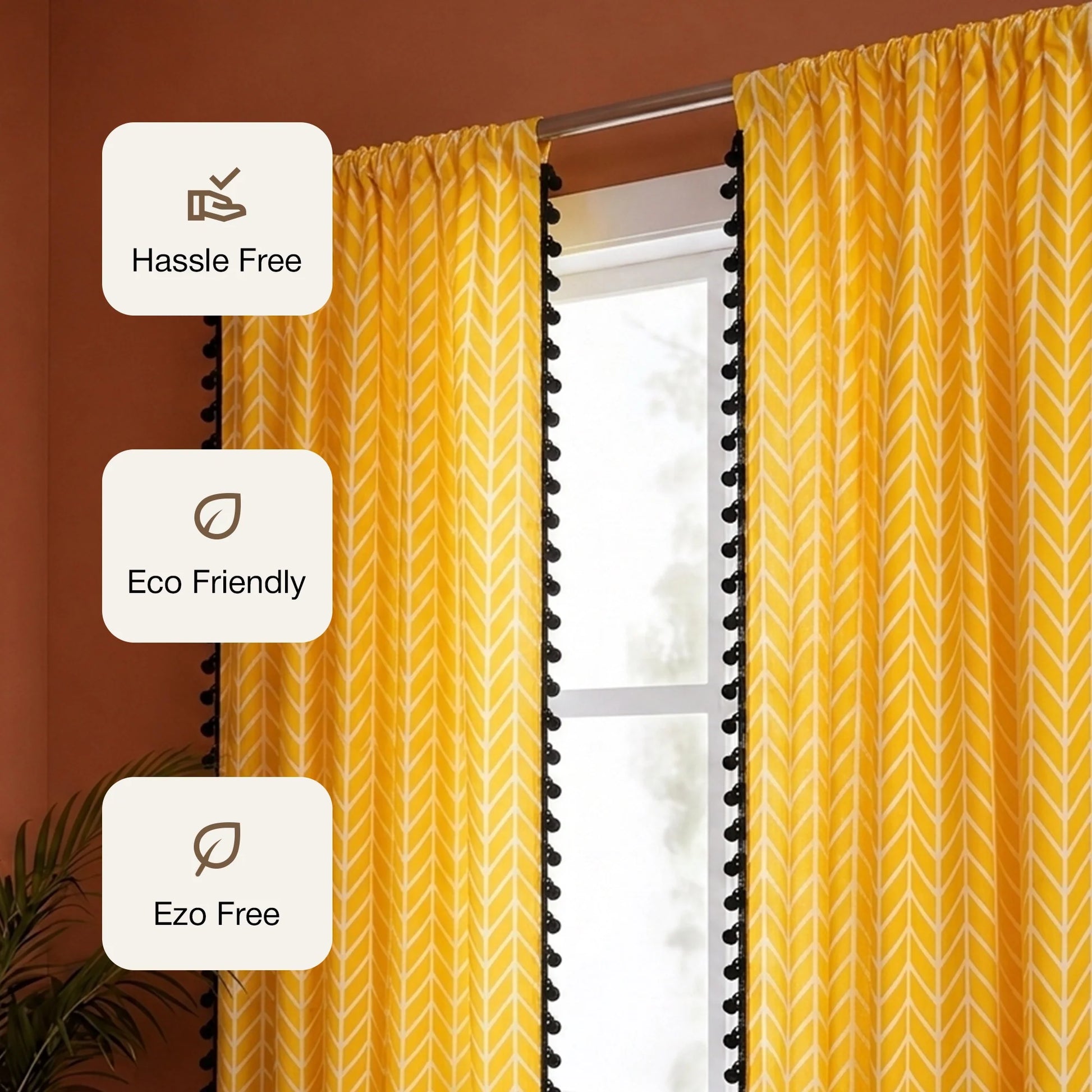 Imprimer Handpicked Aztec - Printed Semi Blackout Rod Pocket Curtain (Yellow)-3