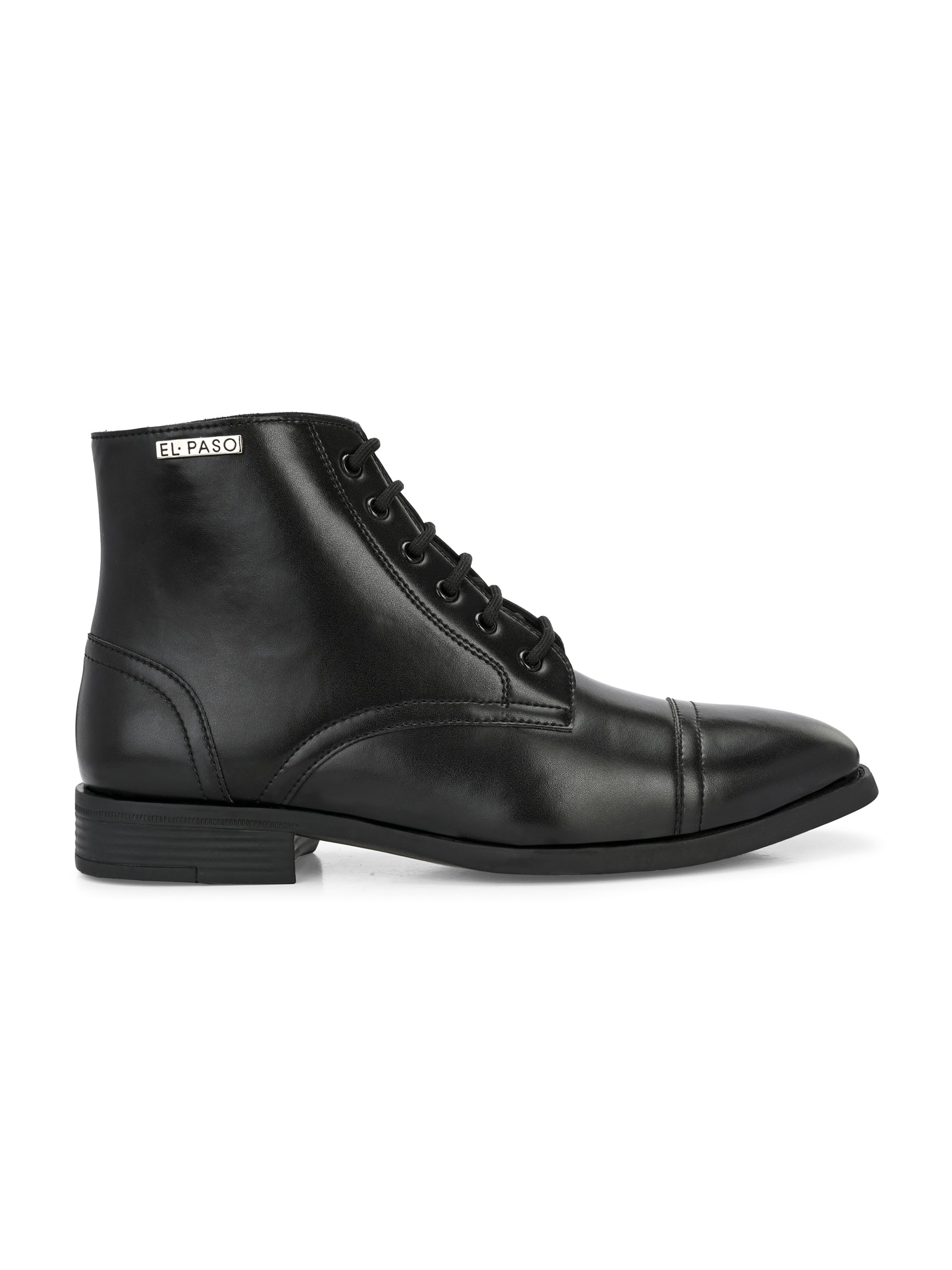 Black Lace-Up Block Heel Boots