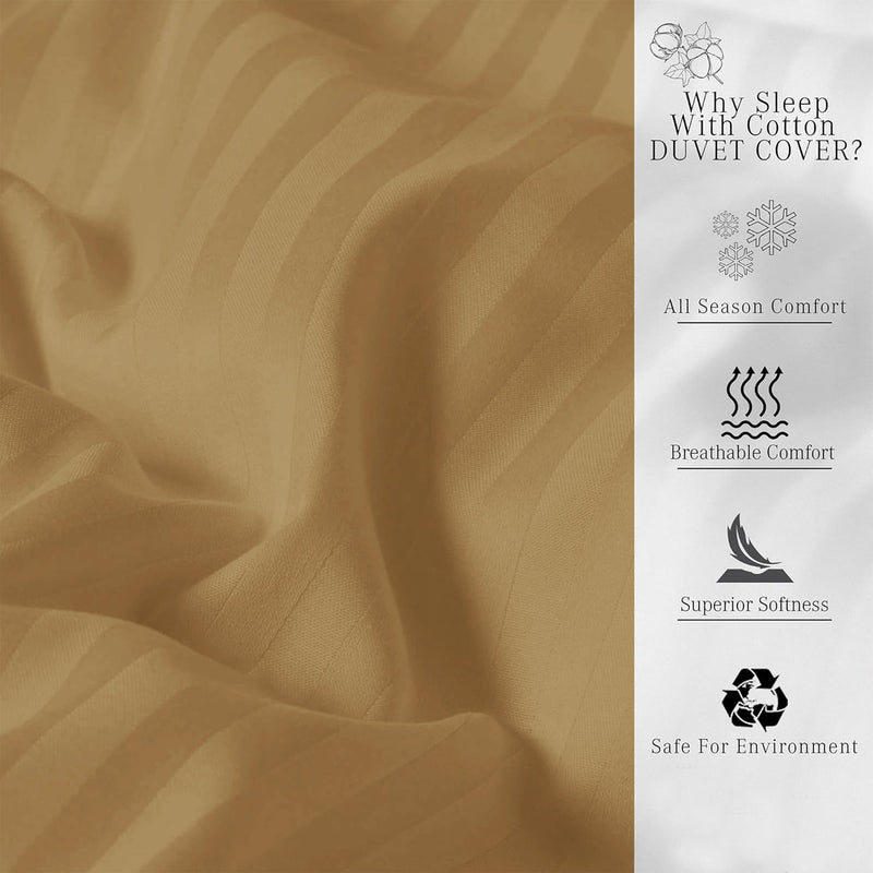 Breton Mellow - Satin Stripe Duvet Cover (Taupe)-3
