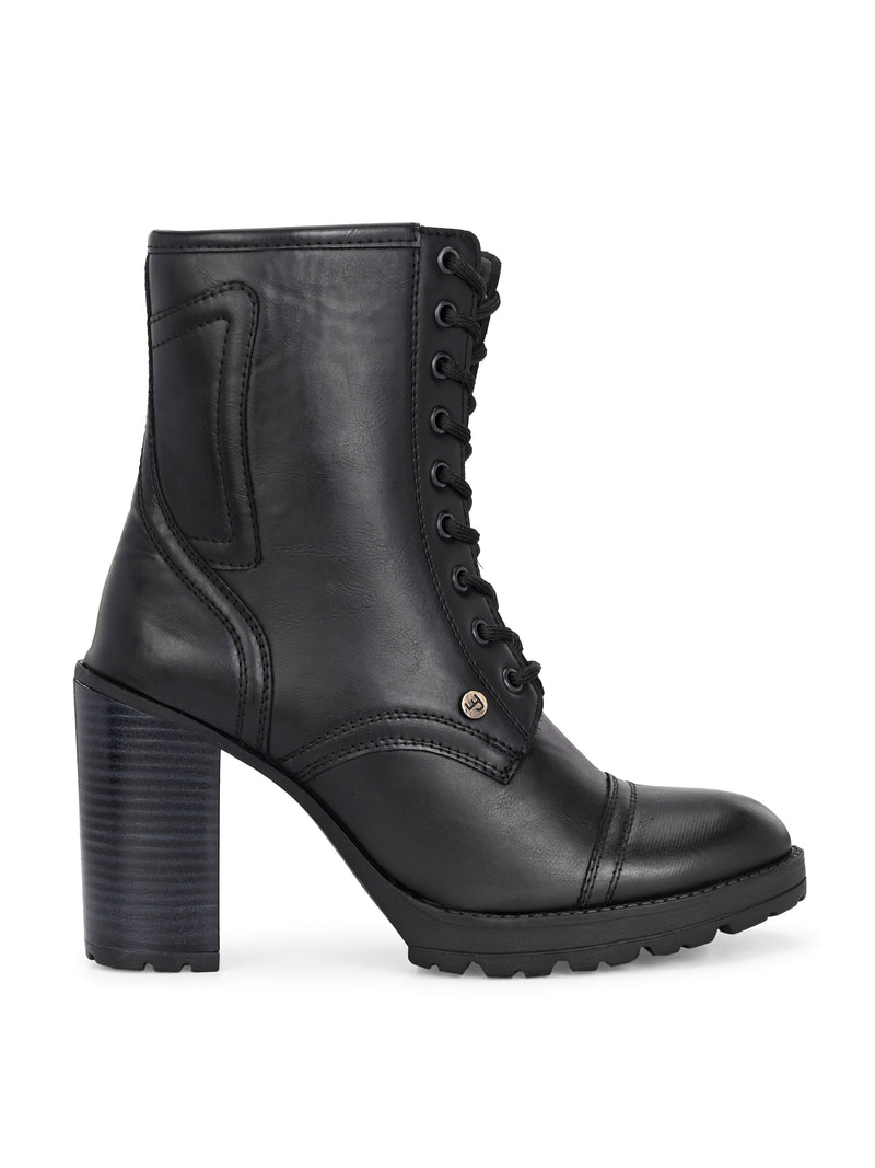EL PASO Women Faux Leather Casual Lace Up Boots-2