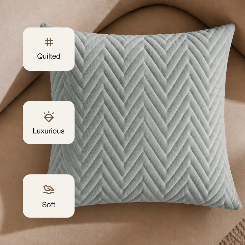 Fort Sawtooth - Quilted Velvet Cushion Cover (Grey)-3
