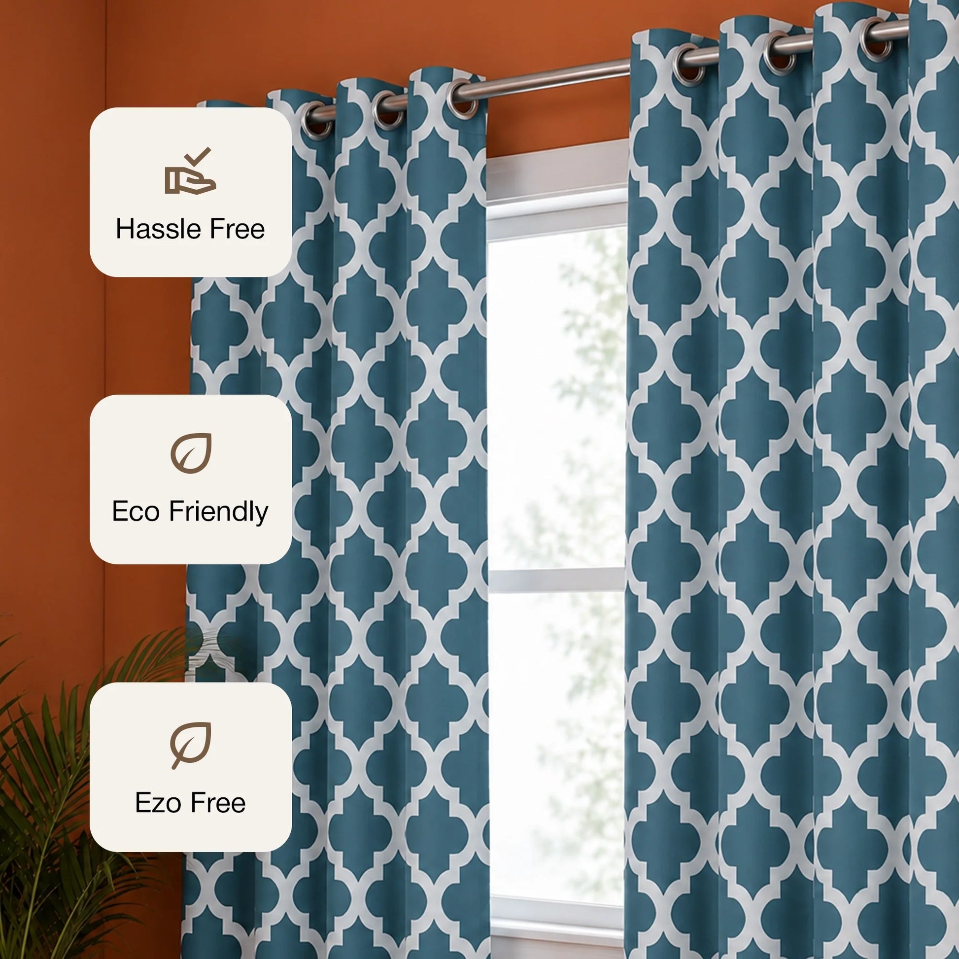 Imprimer Quatrefoil Printed Semi Blackout Curtain-3