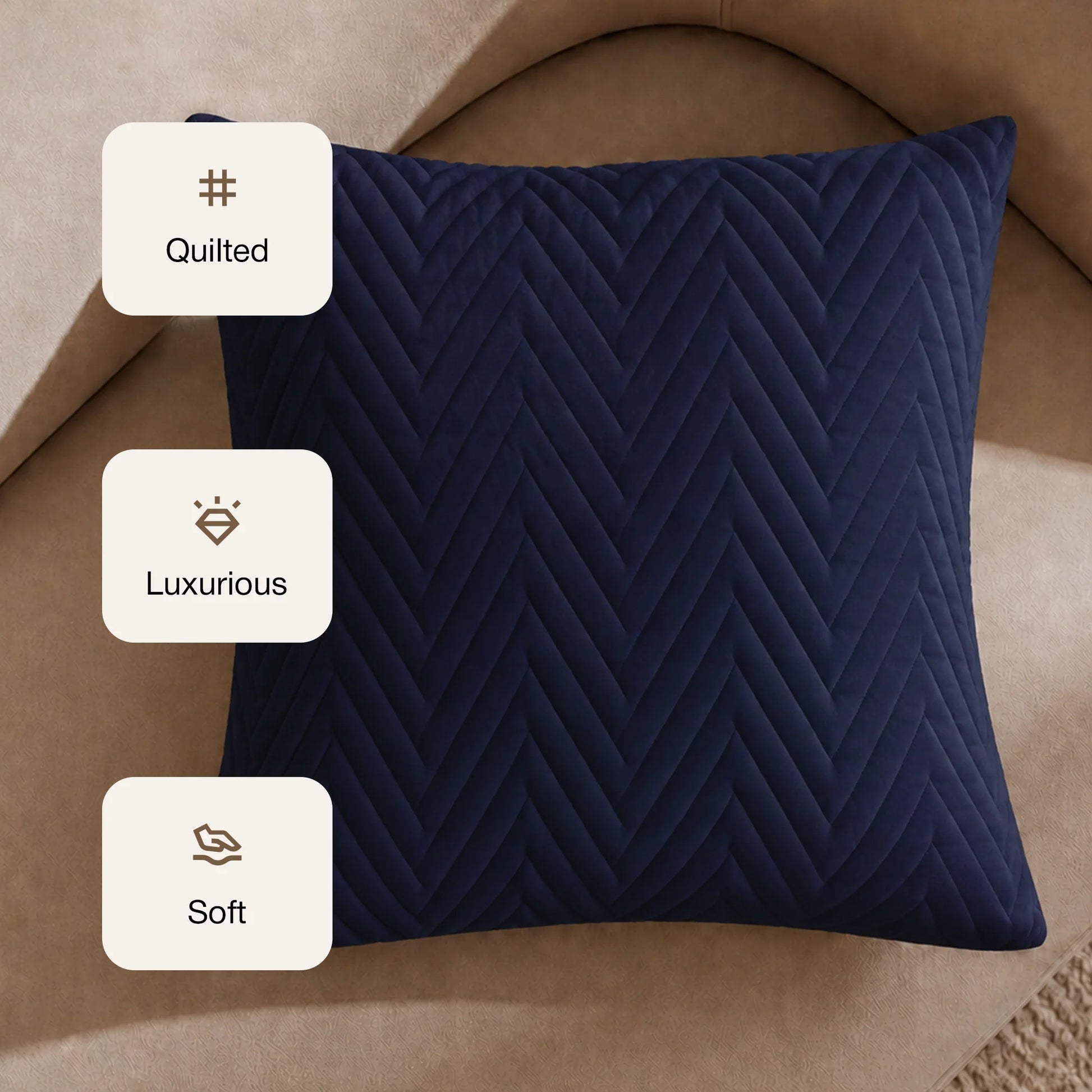 Fort Sawtooth - Quilted Velvet Cushion Cover (Navy Blue)-3