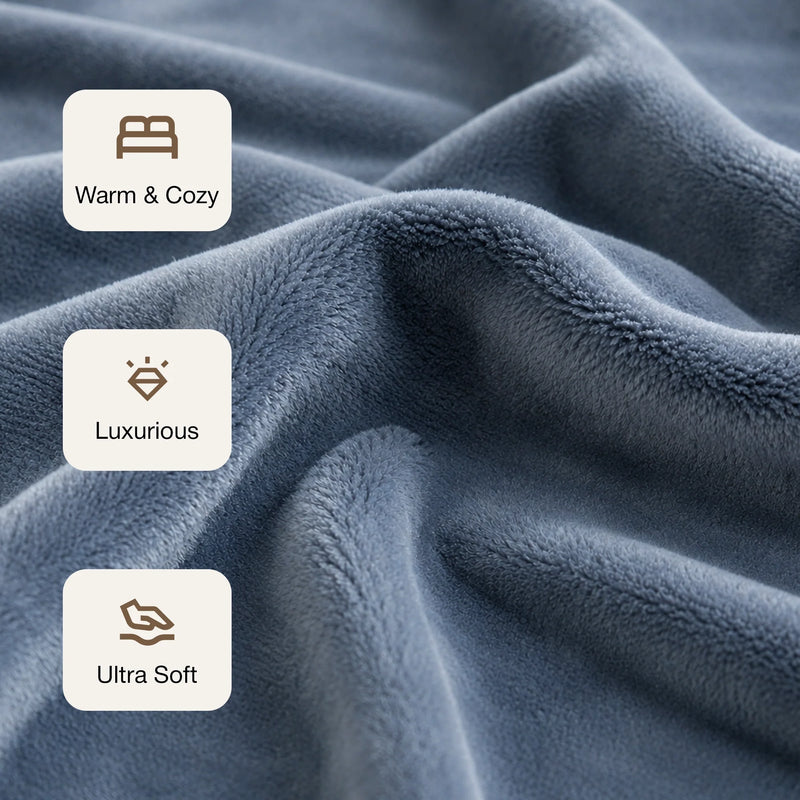 Fort Mellow - Solid Plush Blanket (Frost Blue)-3
