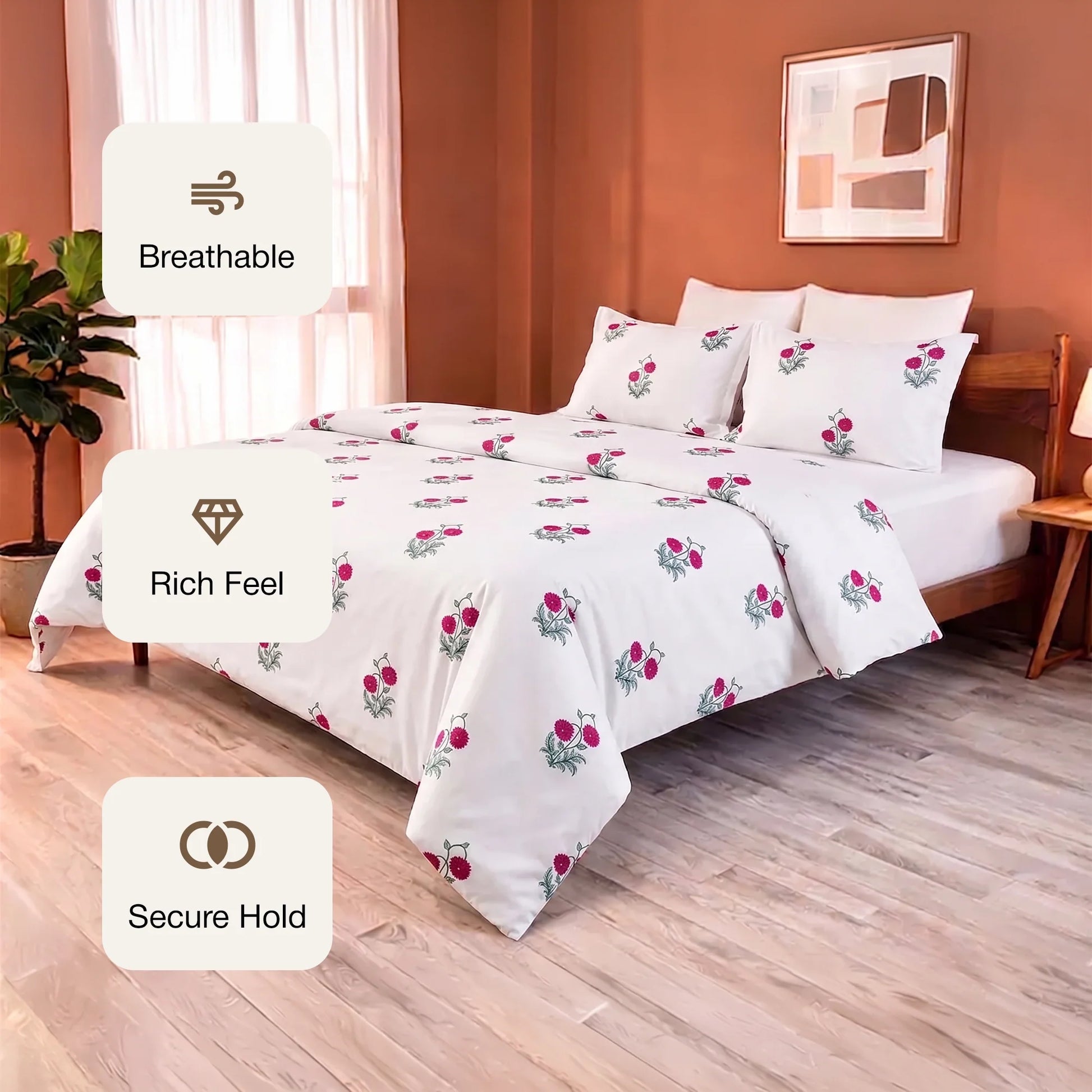 Imprimer Vignette - Rose Printed Duvet Cover (Red)-3