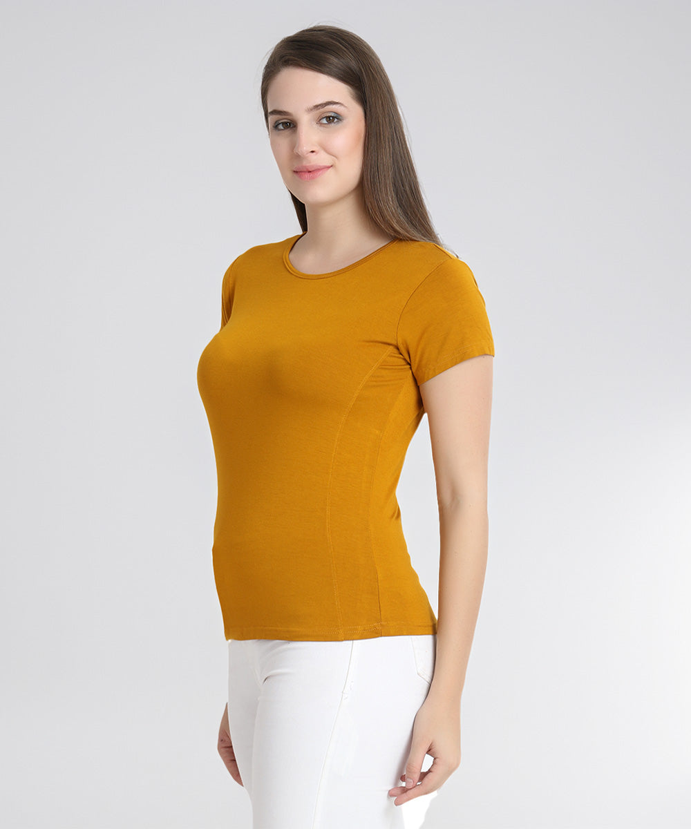Naturefab Women's Organic Bamboo Tshirt Mustard-2