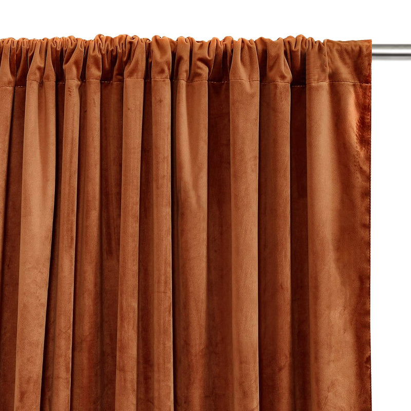 Fort Royal - Rod Pocket Velvet Curtain (Orange)-2