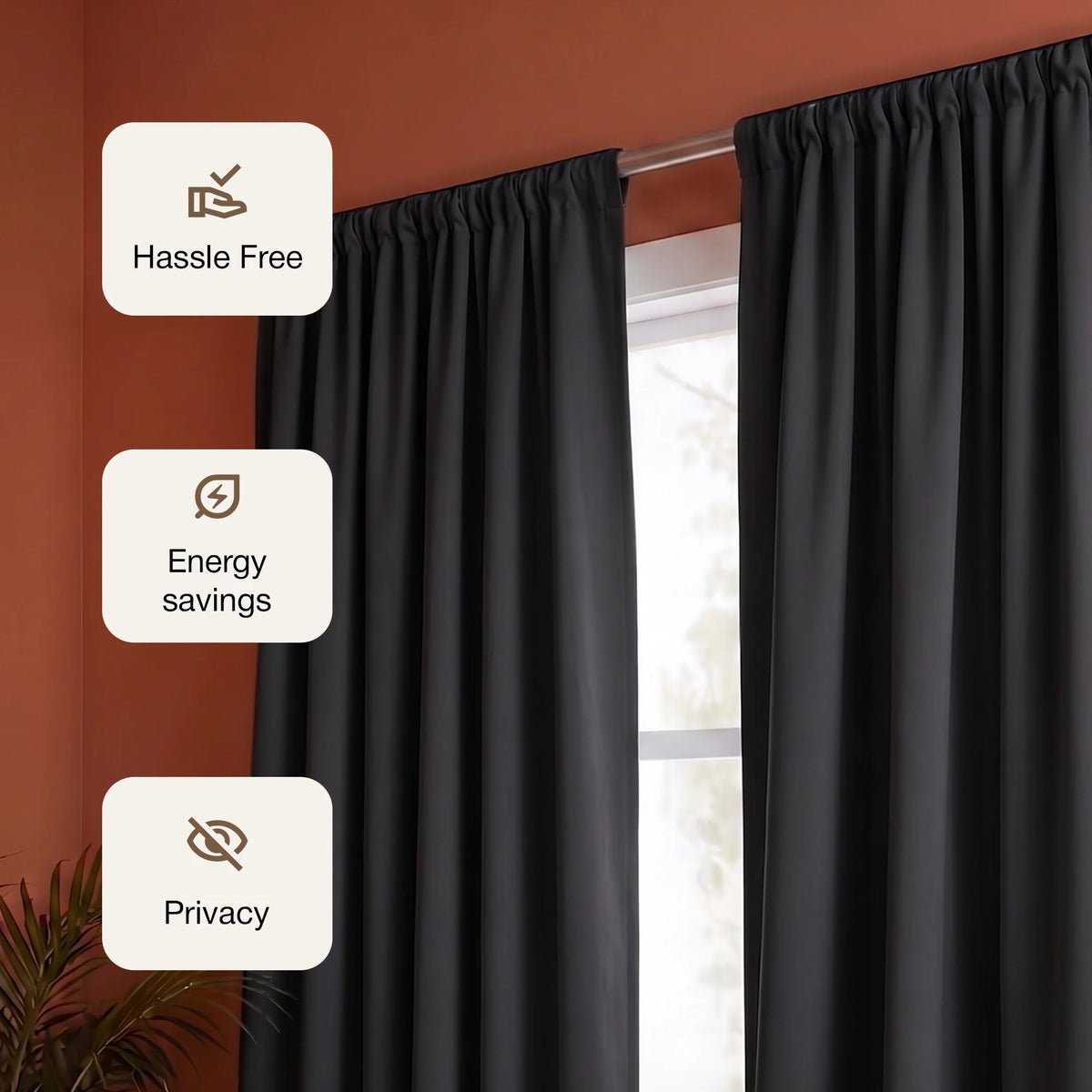 Fort Essential - Rod Pocket Blackout Curtain (Black)-3