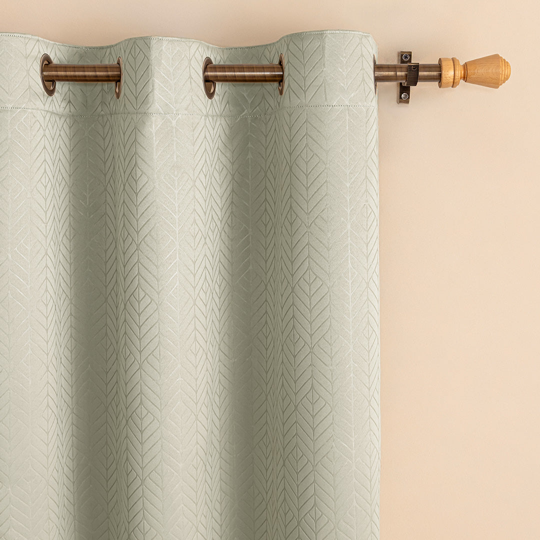 Fort Essential Embossed - Eyelet Black Backing Blackout Curtain (Off White)-2