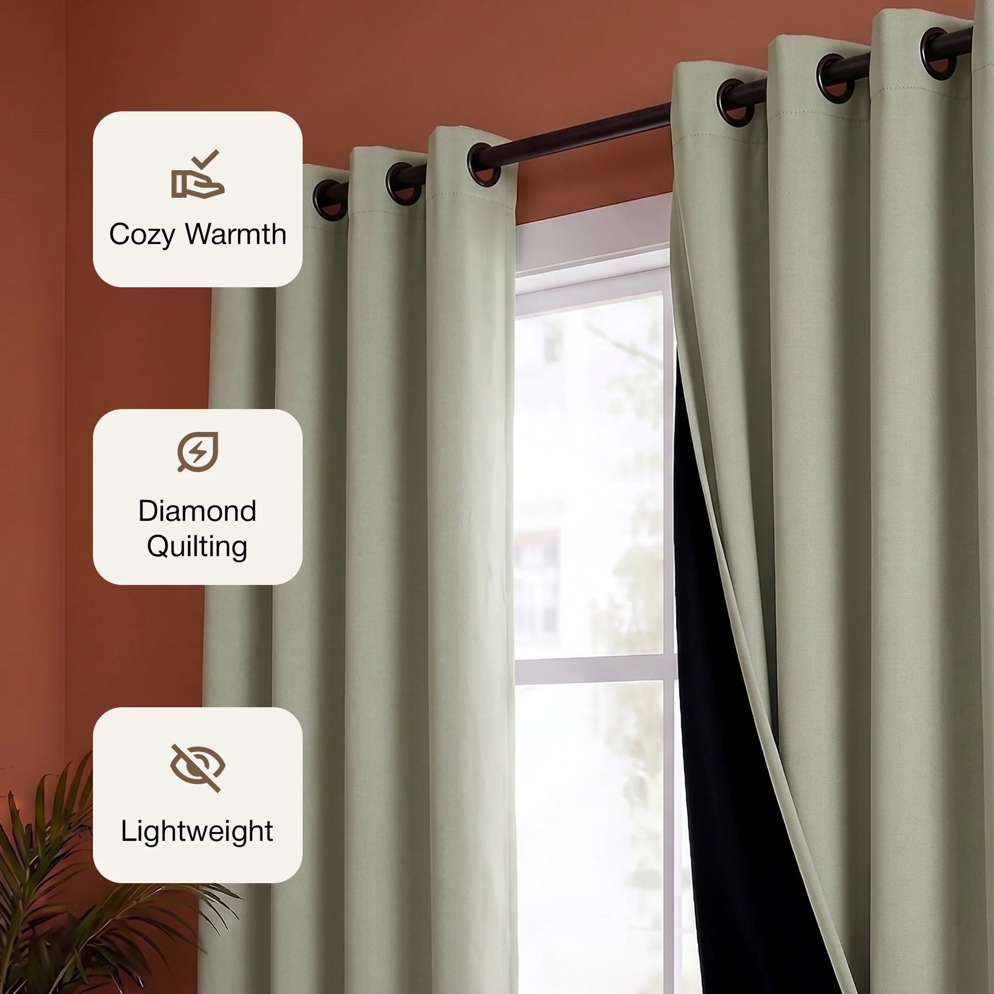 Fort Essential - Black Backing Blackout Curtain (Off White)-3