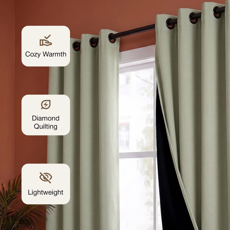 Fort Essential - Black Backing Blackout Curtain (Off White)-3
