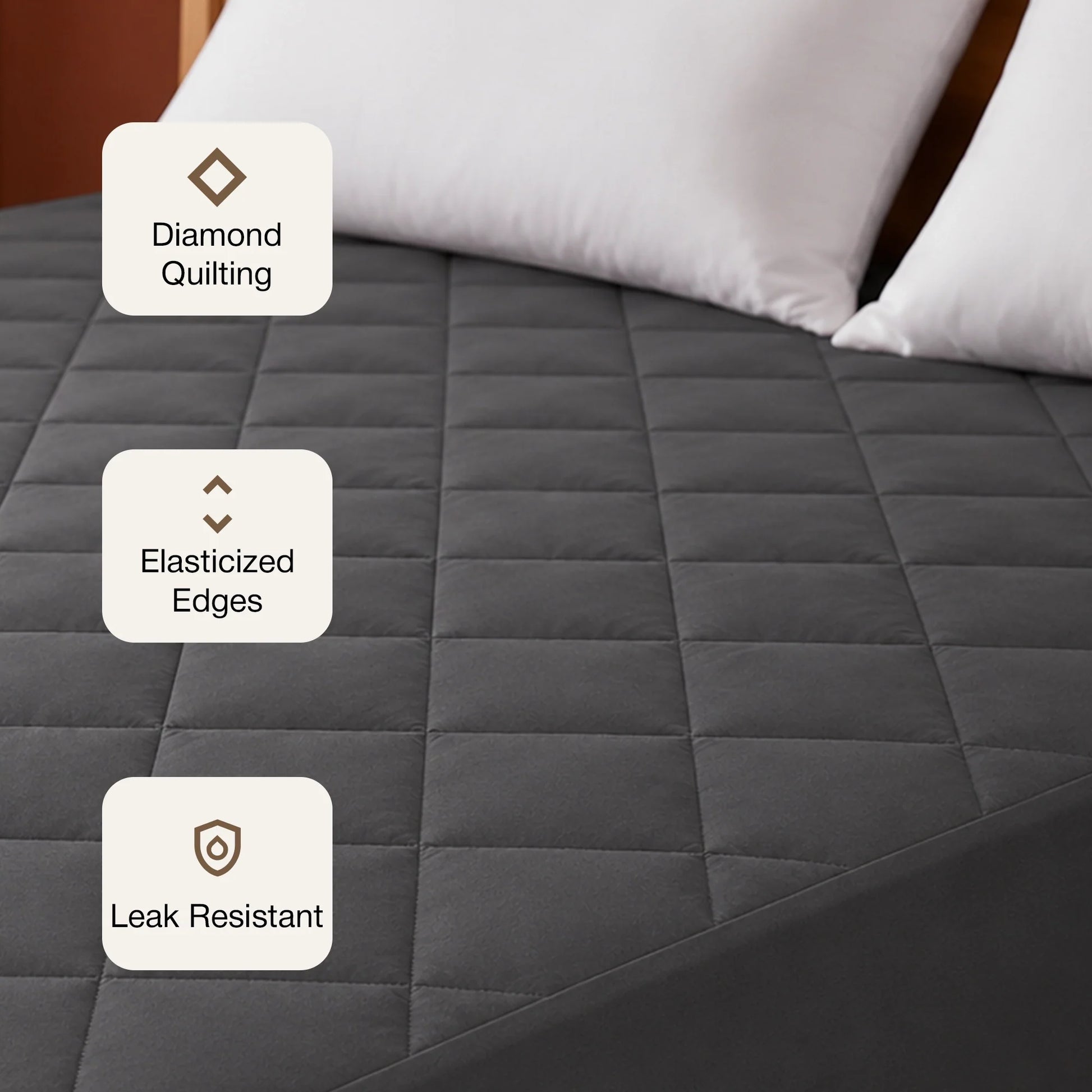 Ombre - Pure Shield Solid Quilted Mattress Protector (Grey)-3
