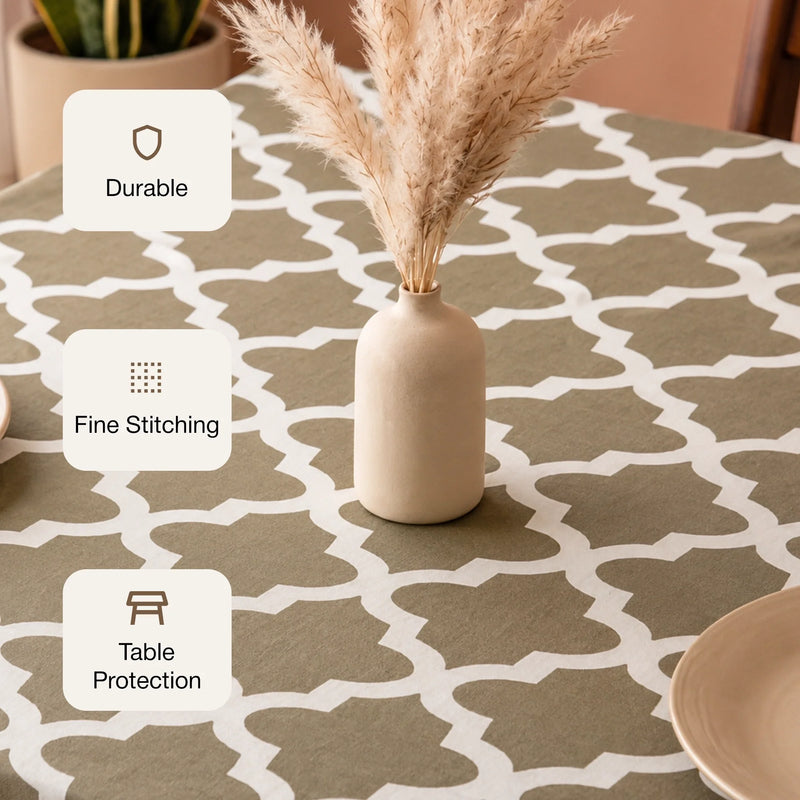 Imprimer Quatrefoil - Printed Dining Table Cover (Grey)-3