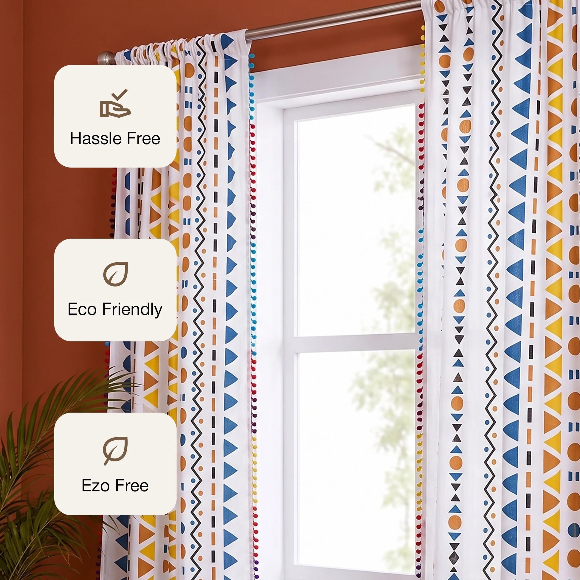 Imprimer Handpicked Santo - Rod Pocket Printed Semi Blackout Curtain (Multicolor)-3