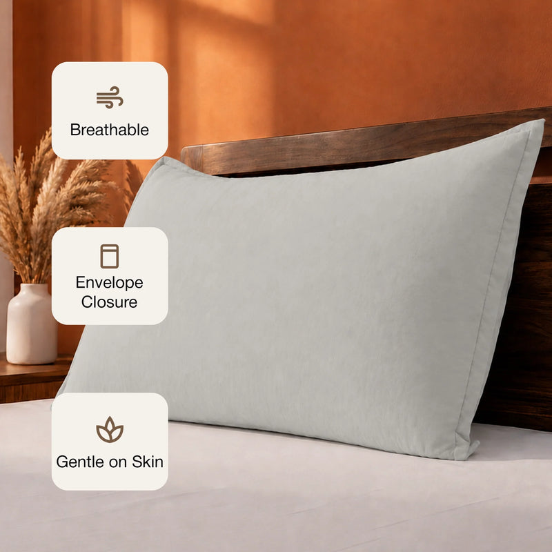 Fort Nightingale - Solid Pillow Cover (Grey) (Bedsheet Excluded)-3