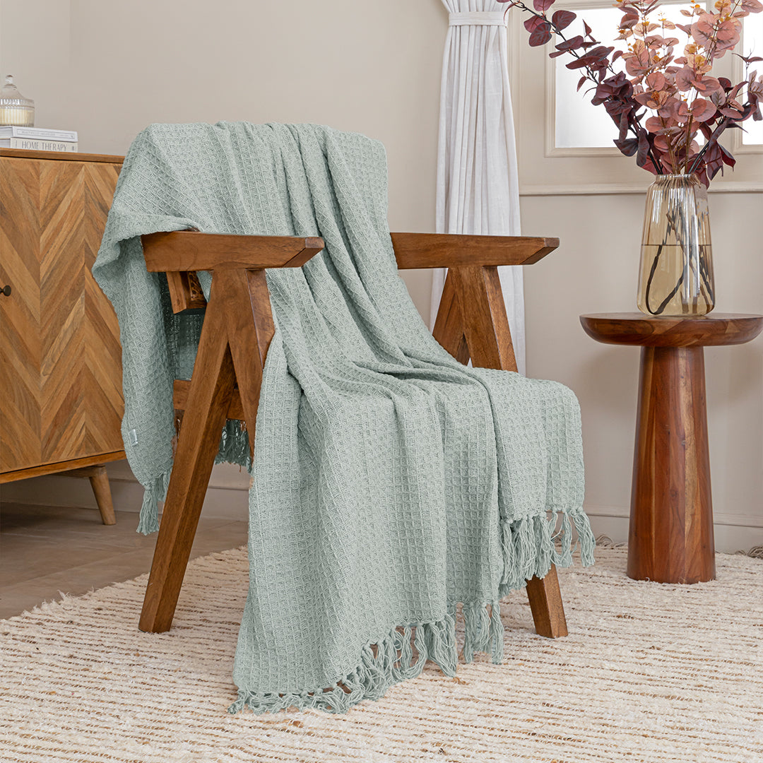 Ice Blue - Waffle Throw-3