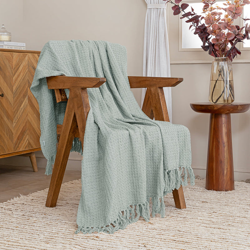 Ice Blue - Waffle Throw-3