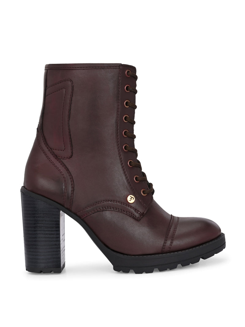 EL PASO Women Faux Leather Casual Lace Up Boots-11