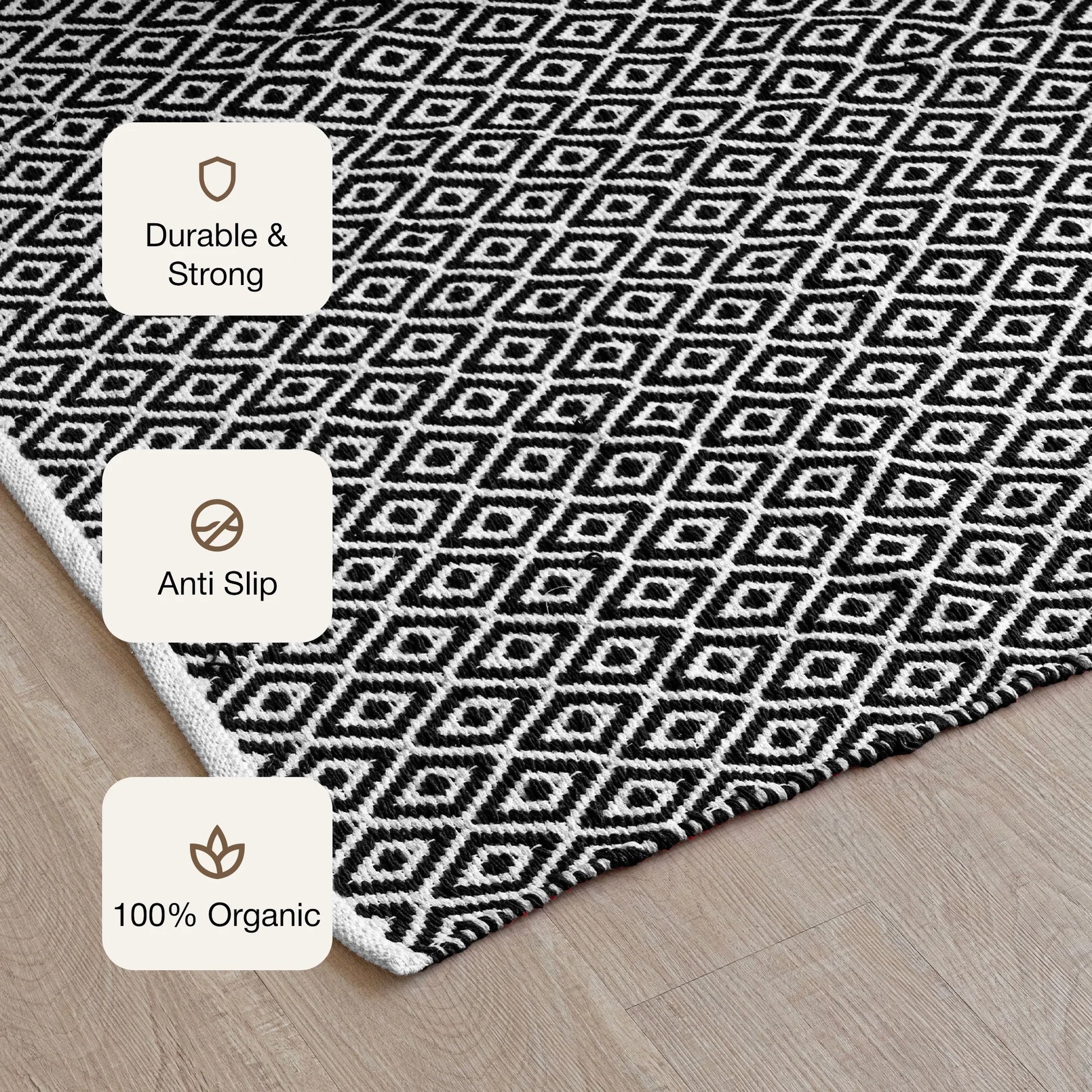 Tessitura Confetti - Diamond Printed Rug (Black & White)-3