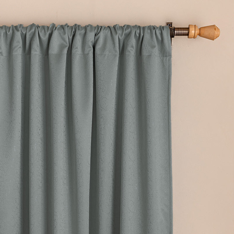 Fort Essential Abstract - Rod Pocket Black Backing Blackout Curtain (Grey)-3