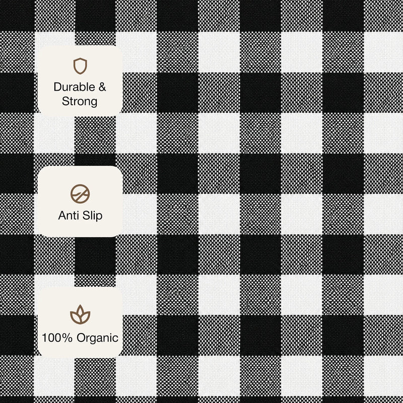 Breton Shadowplay - Plaid Cotton Rug (Black & White)-3