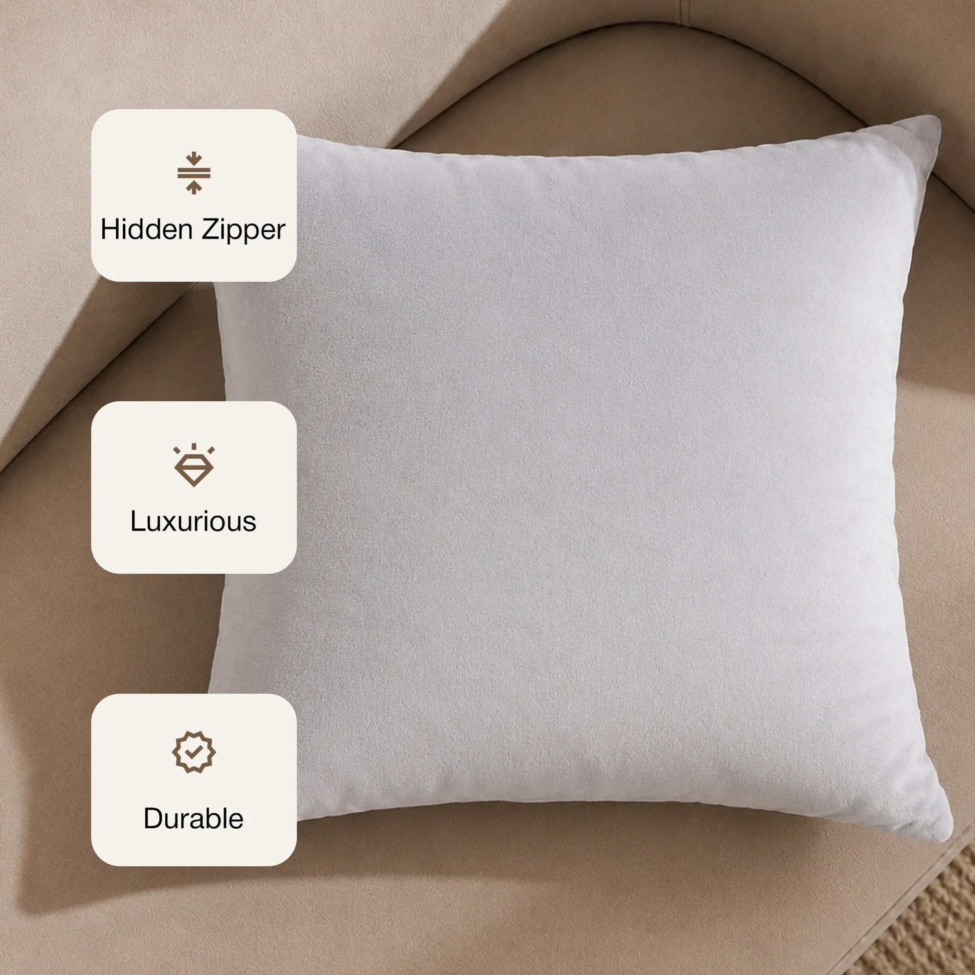 Fort Royal - Velvet Solid Dye Cushion Cover (White)-3