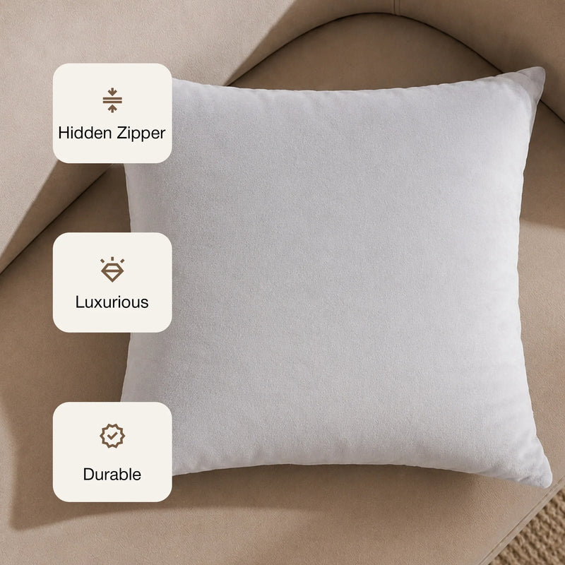 Fort Royal - Velvet Solid Dye Cushion Cover (White)-3