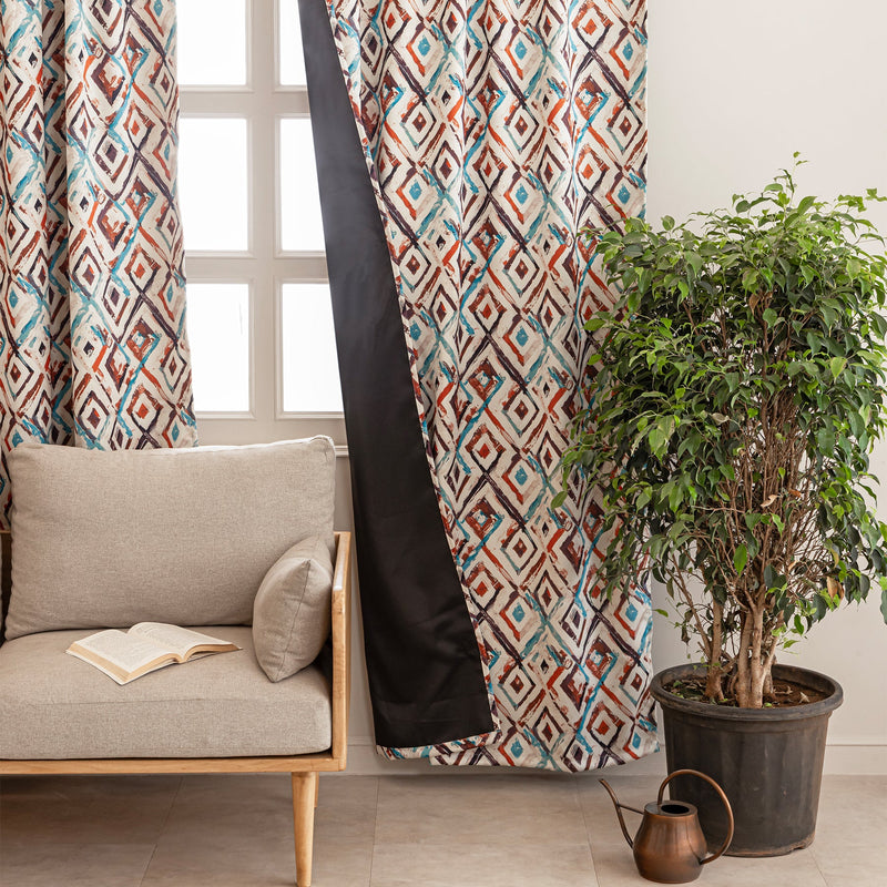Imprimer Geometric - DP Rod Pocket Blackout Curtain (Multicolor)-3
