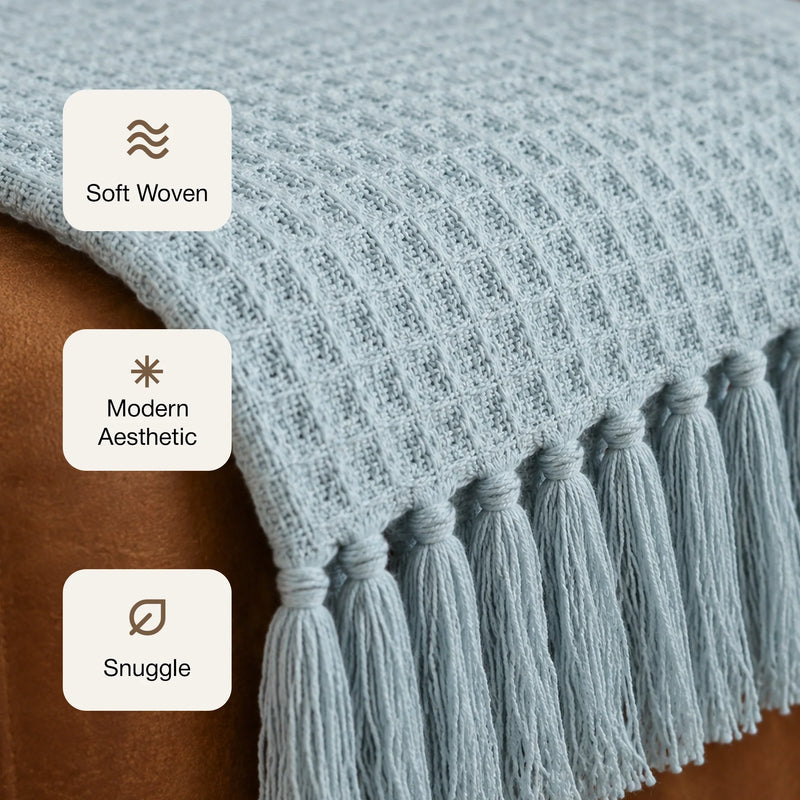 Ice Blue - Waffle Throw-3