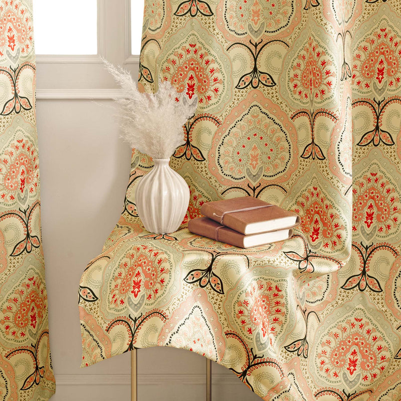 Imprimer Floral - Digital Printed Blackout Curtain (Green & Pink)-4