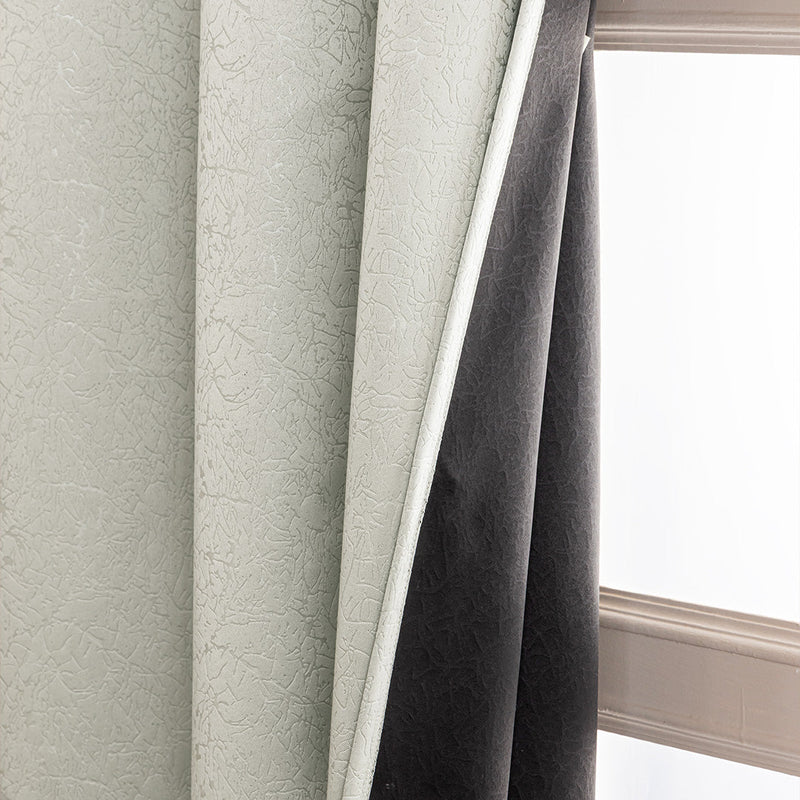 Fort Essential Abstract - Eyelet Black Backing Blackout Curtain (Off White)-3