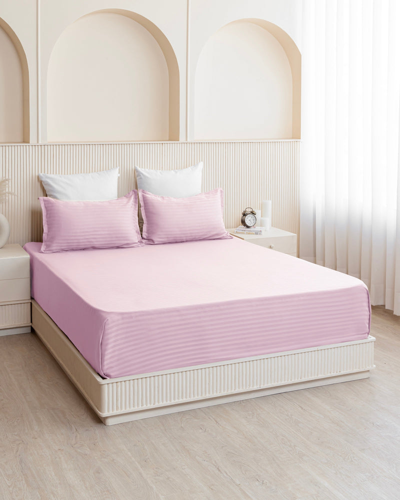 Breton Nap - Satin Stripes Bedsheet (Baby Pink)-4
