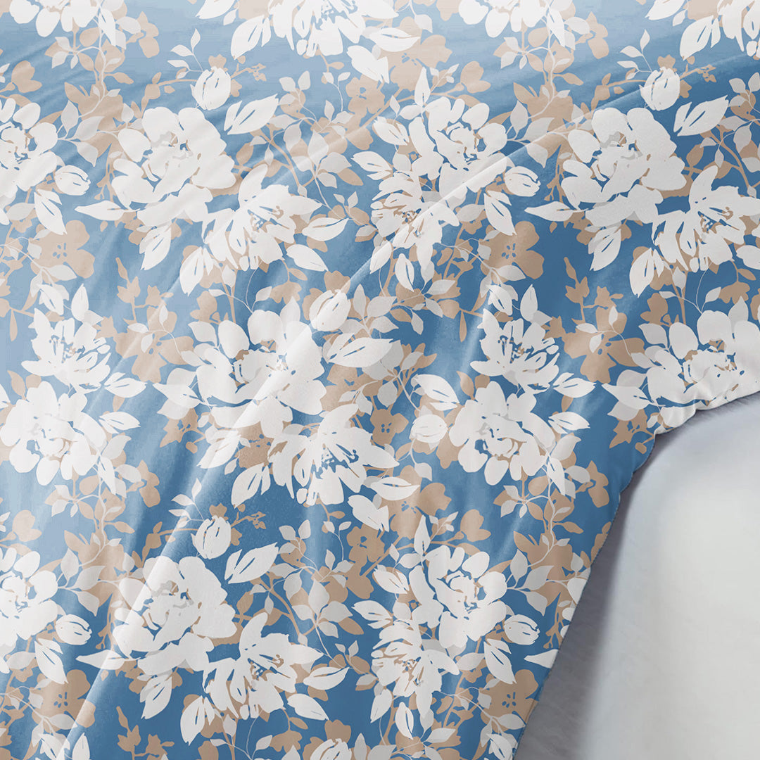 Blossom Haze - Floral Duvet Cover (Blue)-3